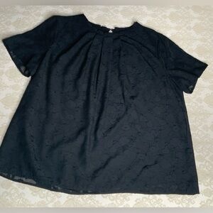 Ann Taylor Factory Women’s Large Black Floral Sheer Layered Blouse